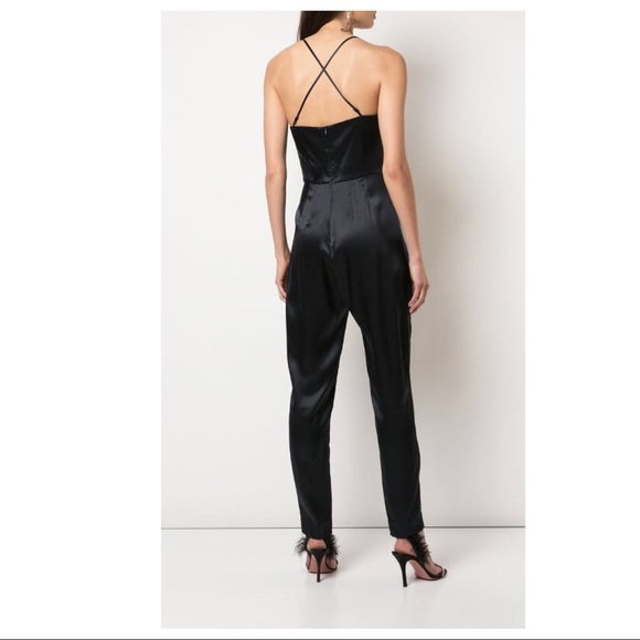 NEW MICHELLE MASON BLACK BANDED SILK JUMPSUIT - Picture 7 of 10